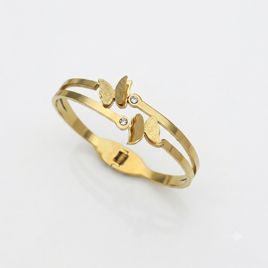 Elegant Butterfly Gold-Tone Stainless Steel Bracelet