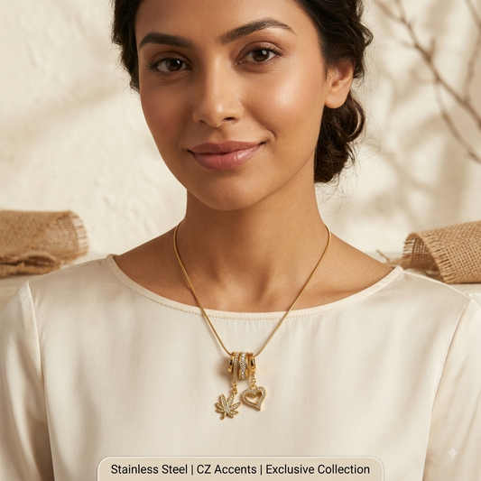 Gold-Plated CZ Charm Pendant Necklace