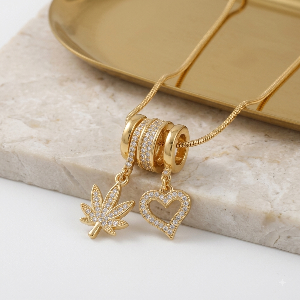 Gold-Plated CZ Charm Pendant Necklace