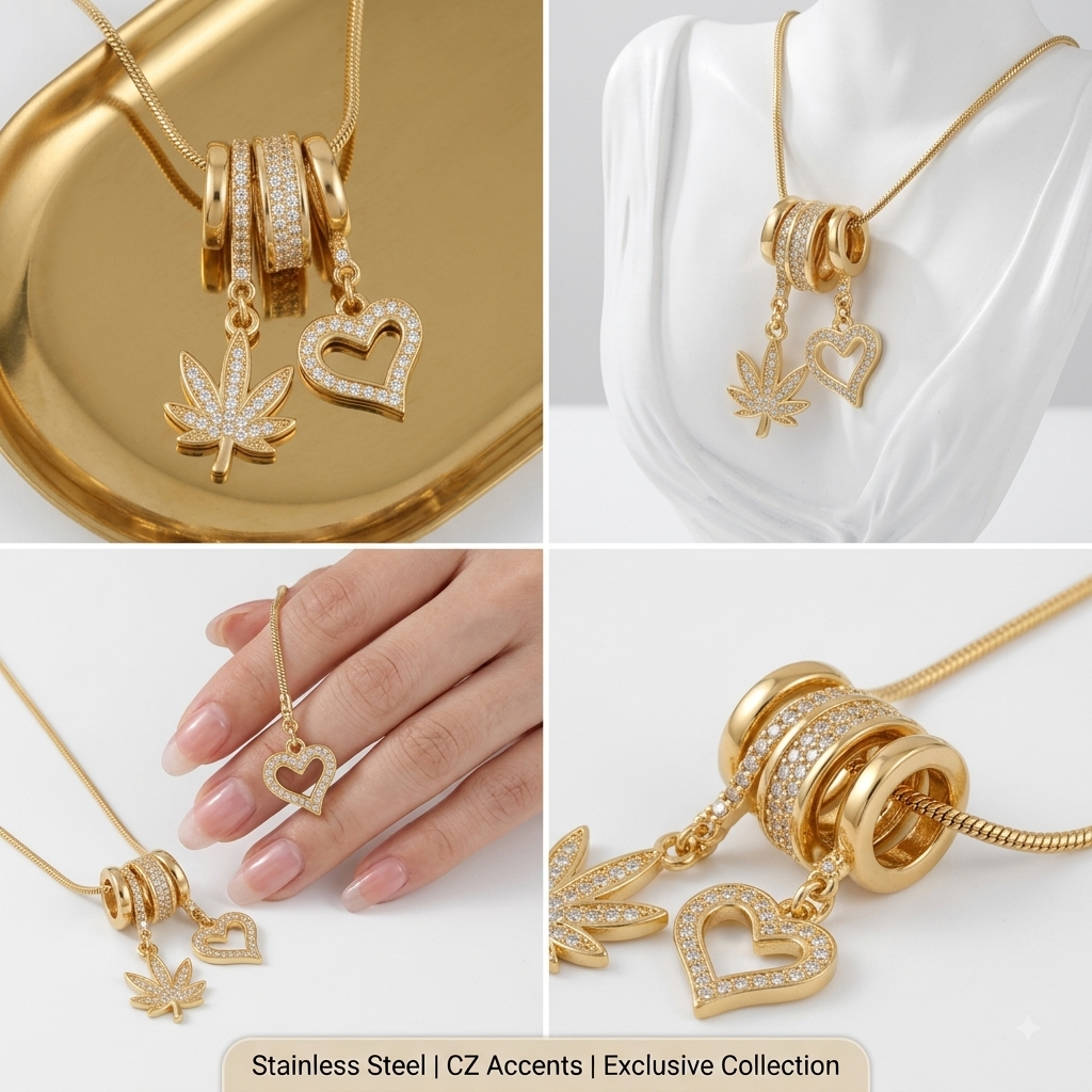 Gold-Plated CZ Charm Pendant Necklace