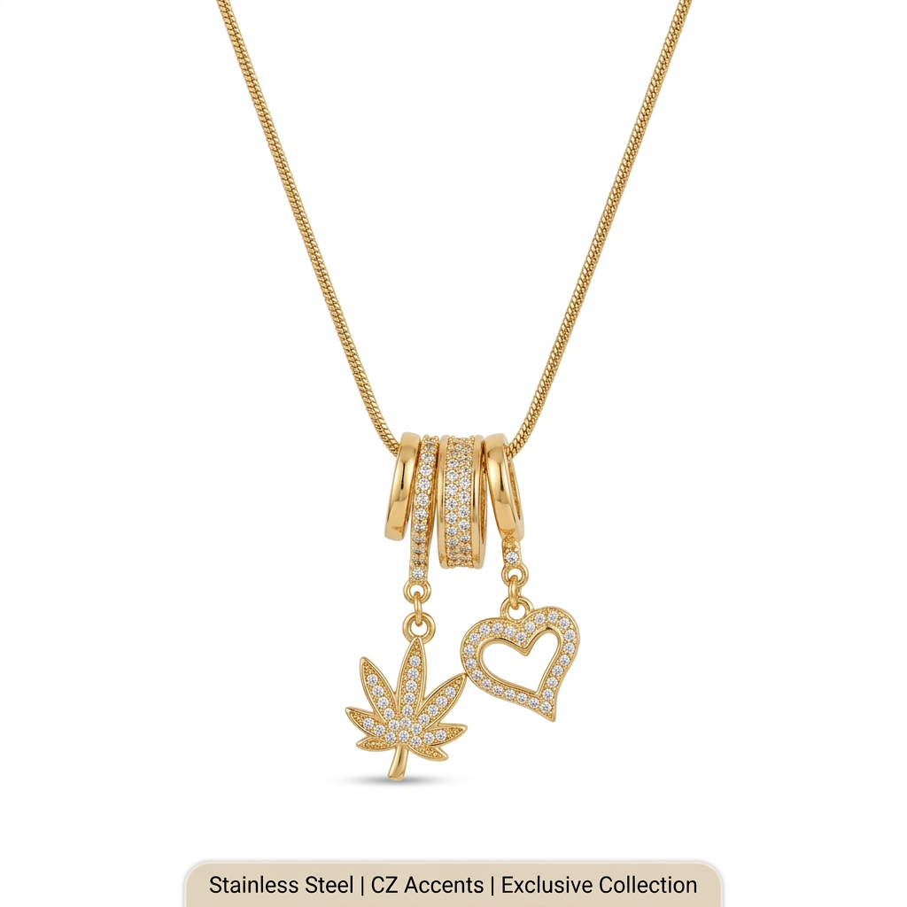 Gold-Plated CZ Charm Pendant Necklace